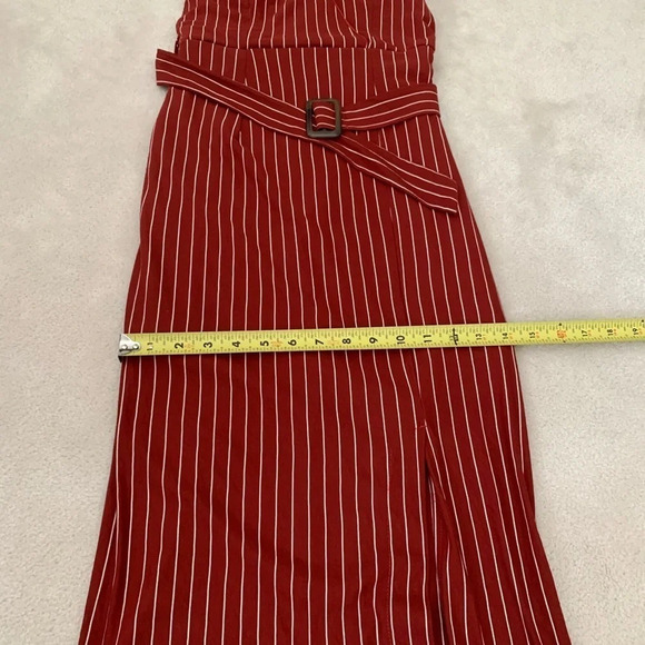BURNT Umber color form fitting stripes dress, XS-S - Picture 10 of 15